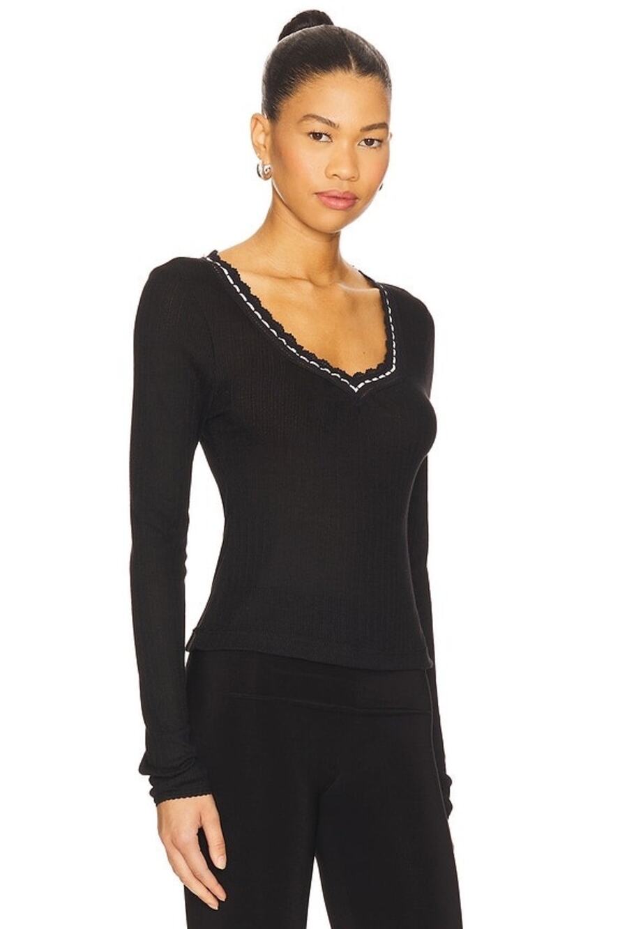 Free People Intimately FP Only You Long Sleeve Scalloped Lace Top Size Large